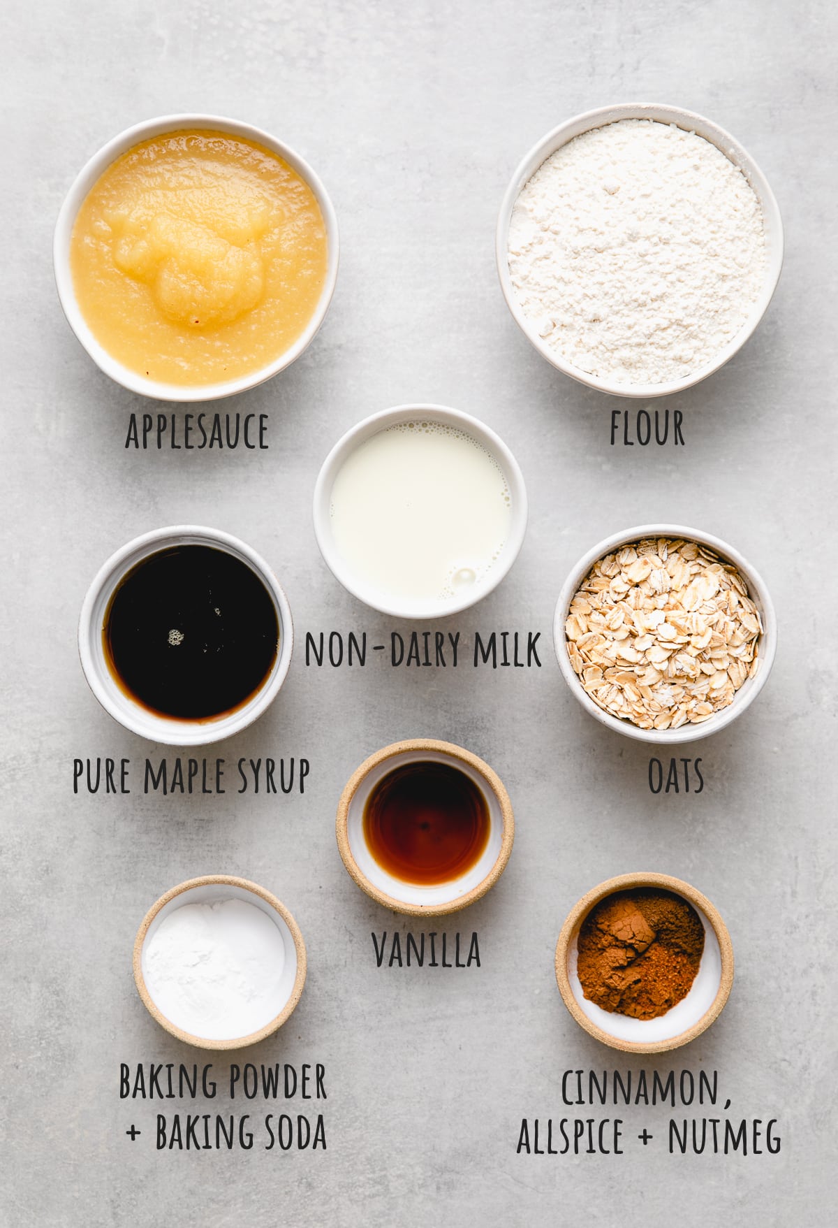 top down view of ingredients used to make applesauce bread.