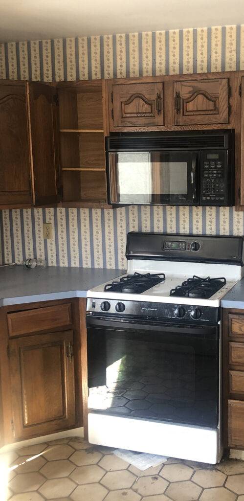 Dated kitchen, before renovation.