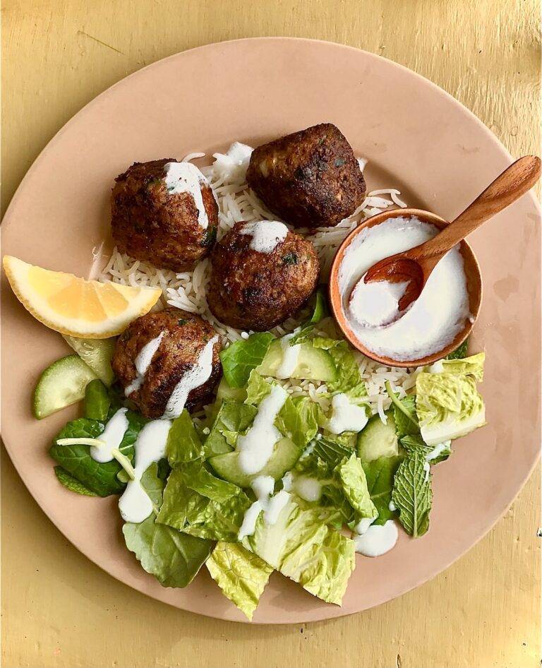 RECIPE: Middle Eastern Lamb Meatballs with Rice and Greens