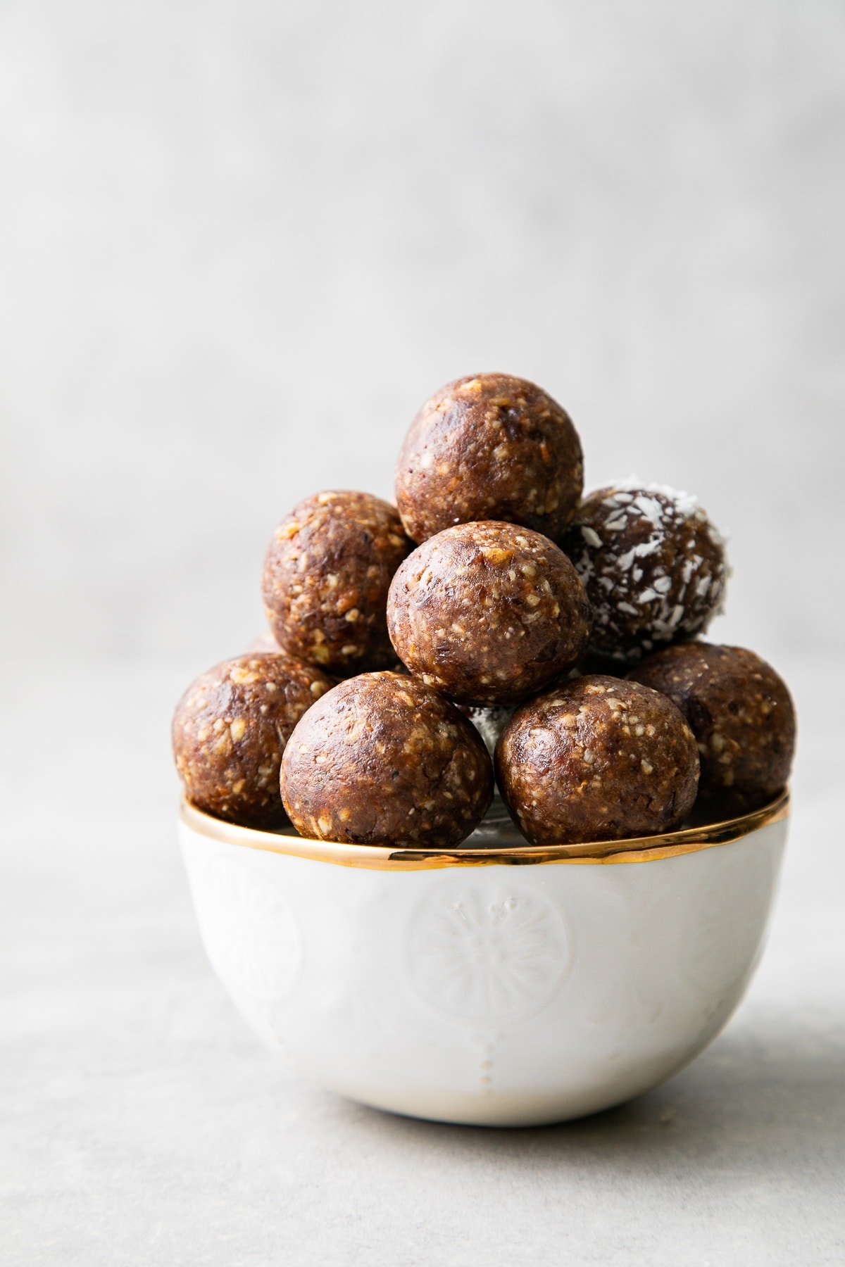 head on view of raw pecan pie energy balls.