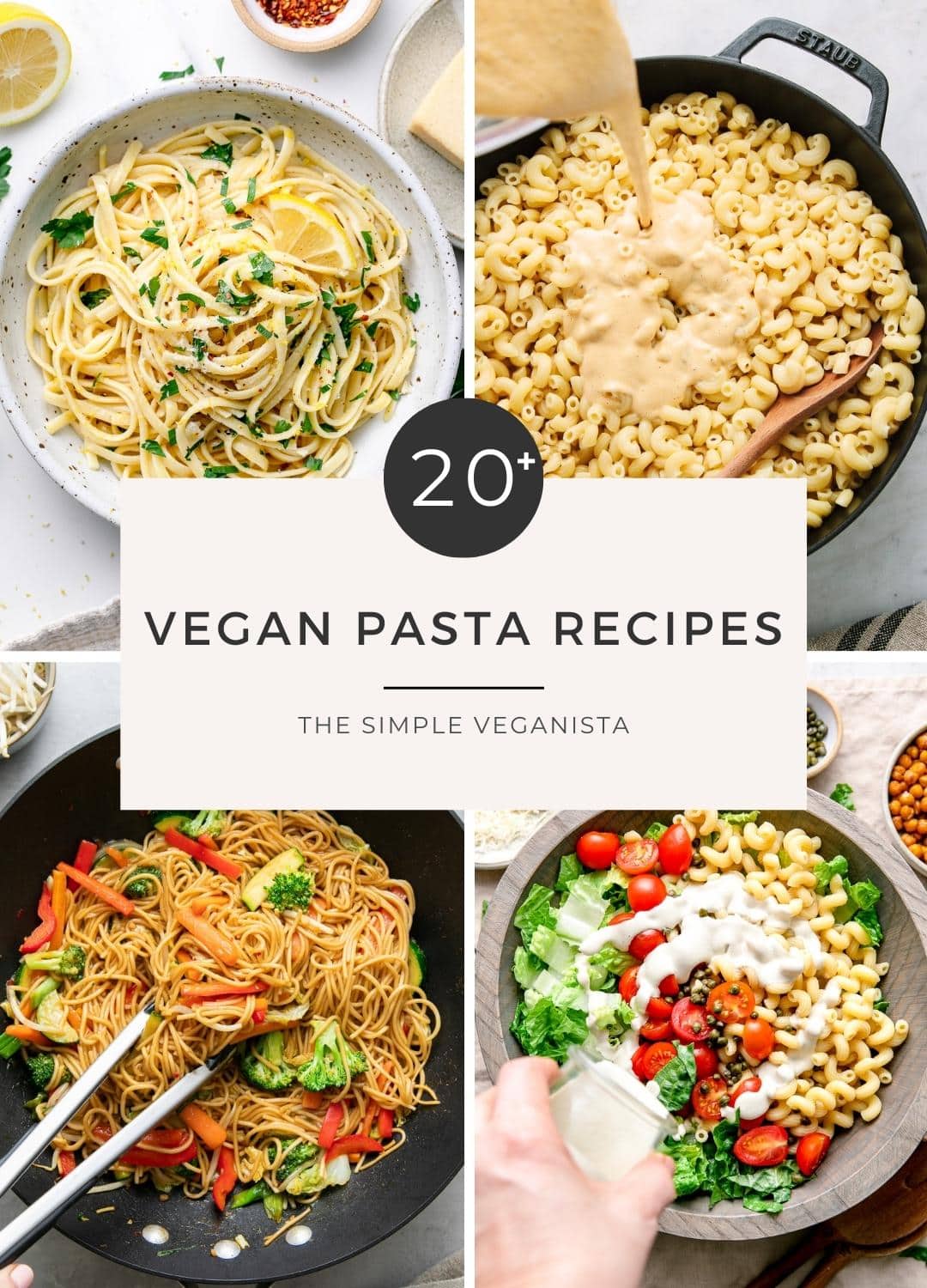 vegan pasta recipes roundup graphic.