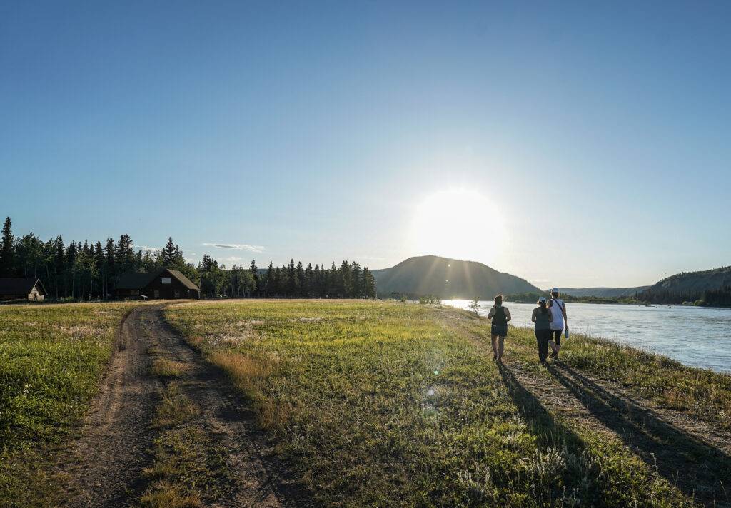 Walking along the Yukon.